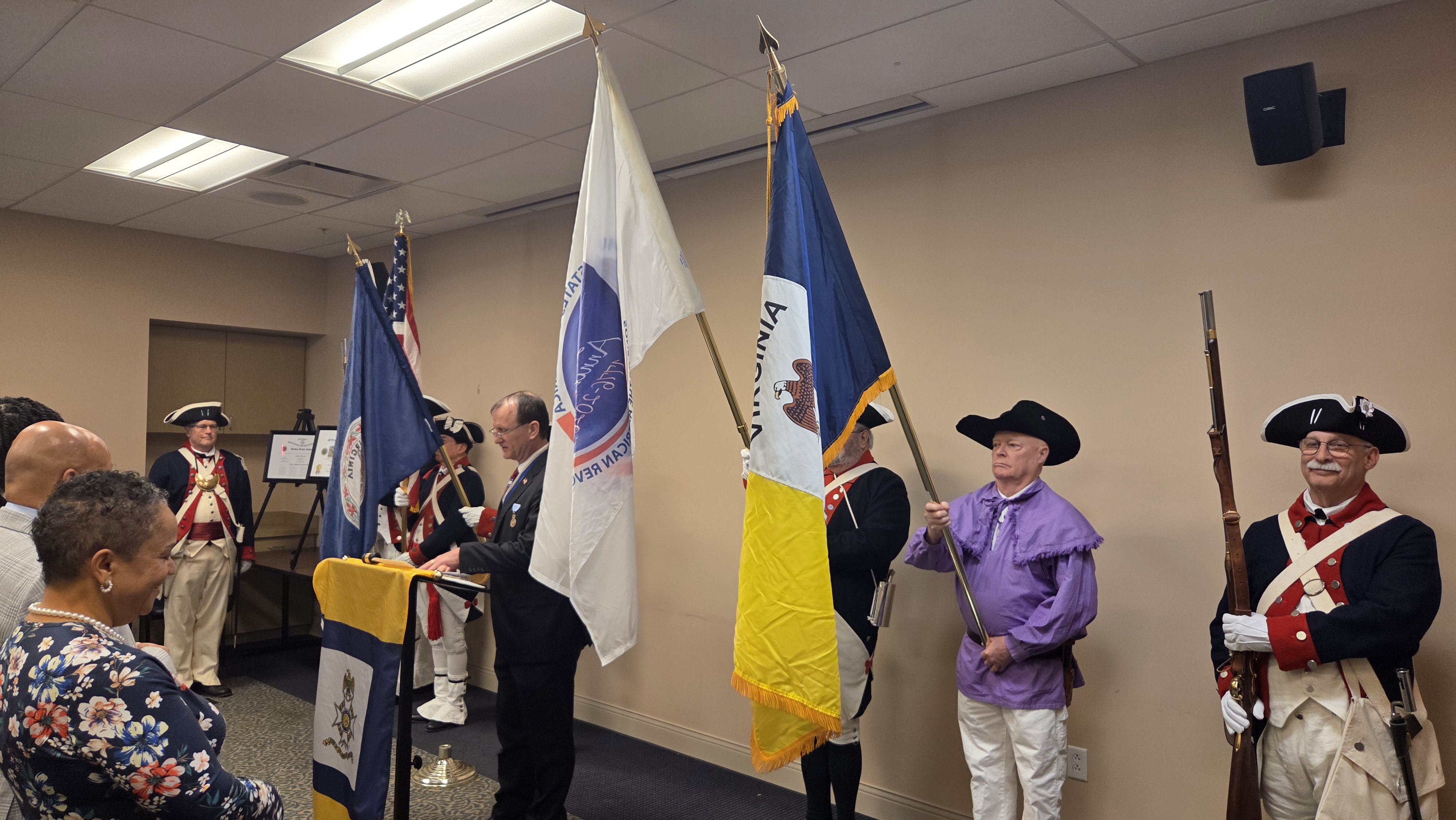 Presenting the colors at the chartering ceremony