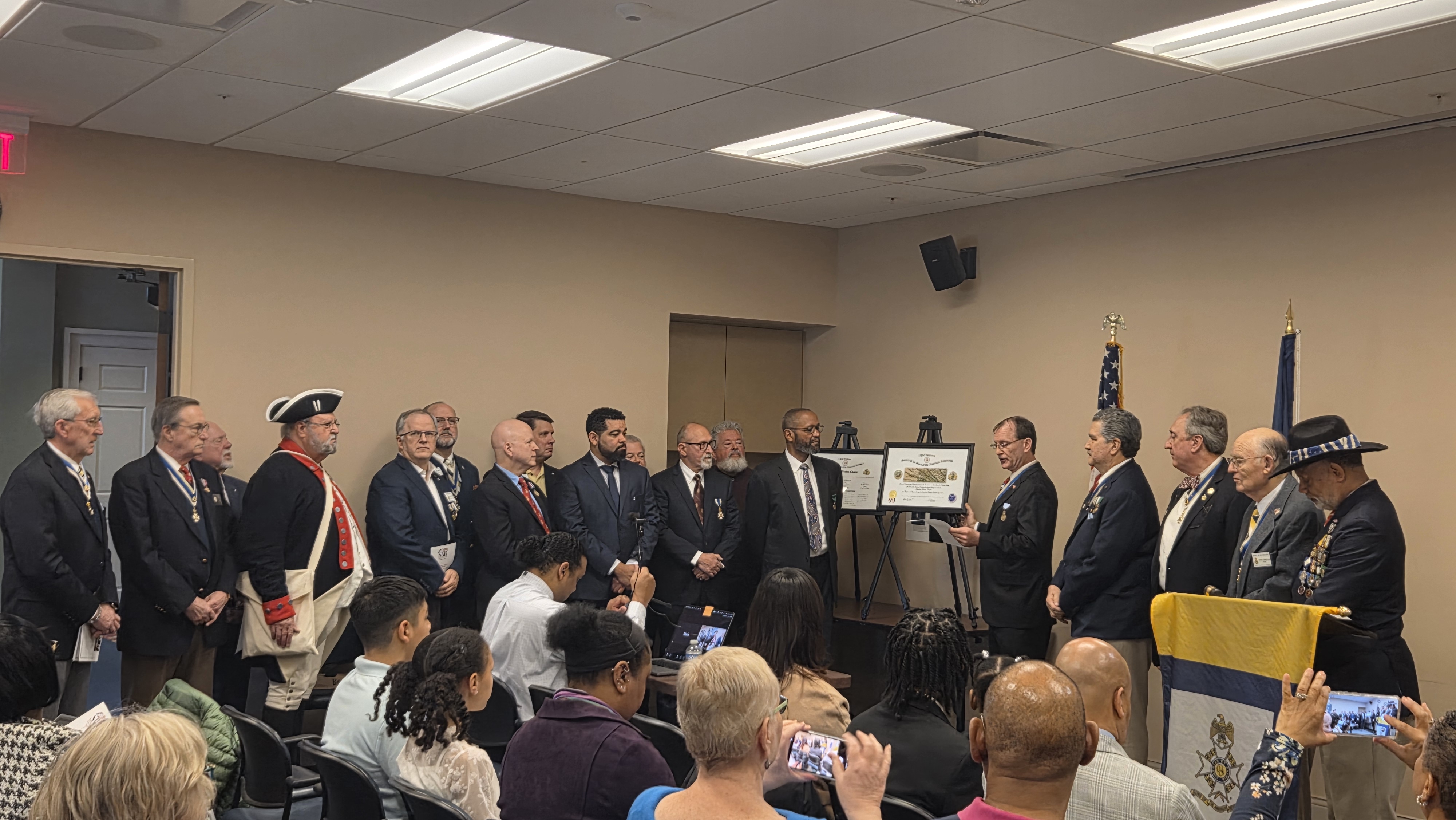 Charter members of the Abraham Brown Chapter are inducted