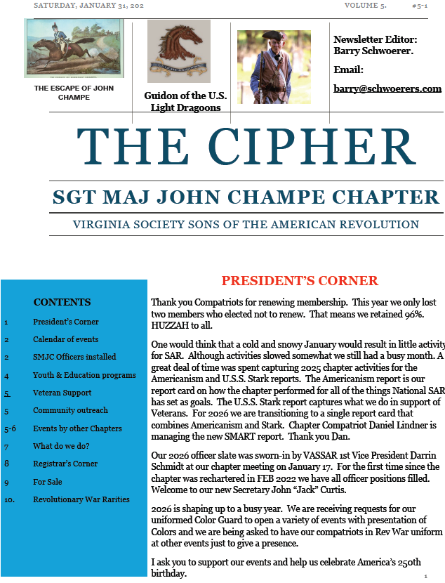 Cover page of the January 2026 newsletter