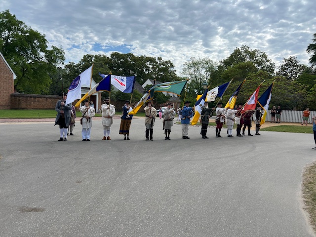 Honor guard parading flags