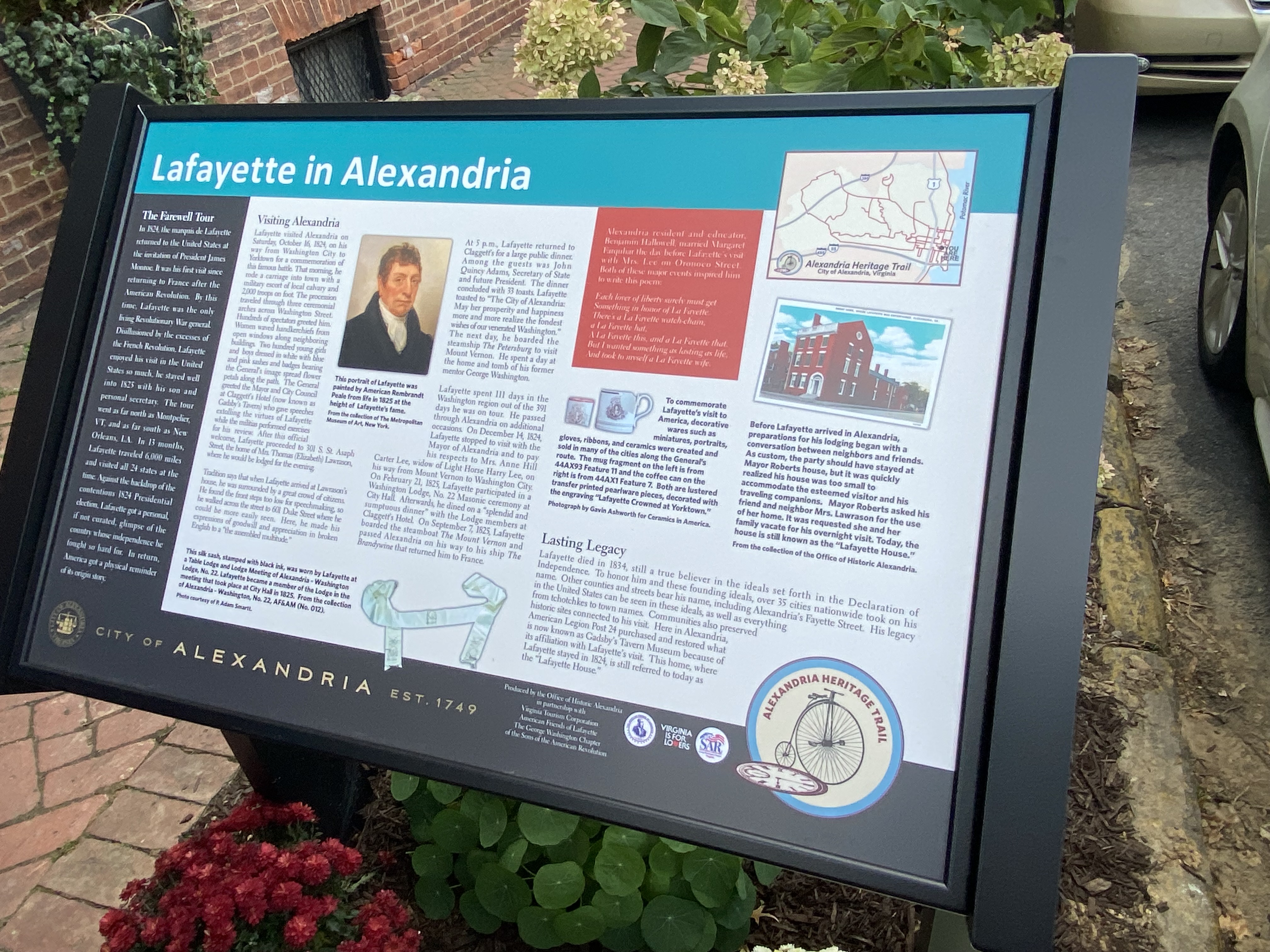 Lafayette in Alexandria - Heritage Trail Marker
