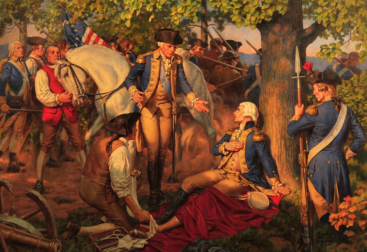 painted by Walter Beach Humphrey, with George Washington tending to a wounded soldier