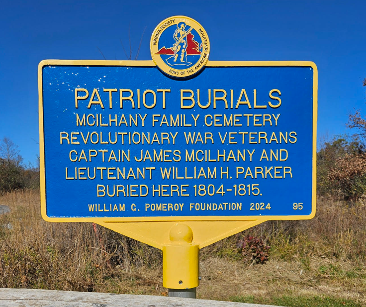 Patriot Burials marker at the McIlhany Family Cemetery 