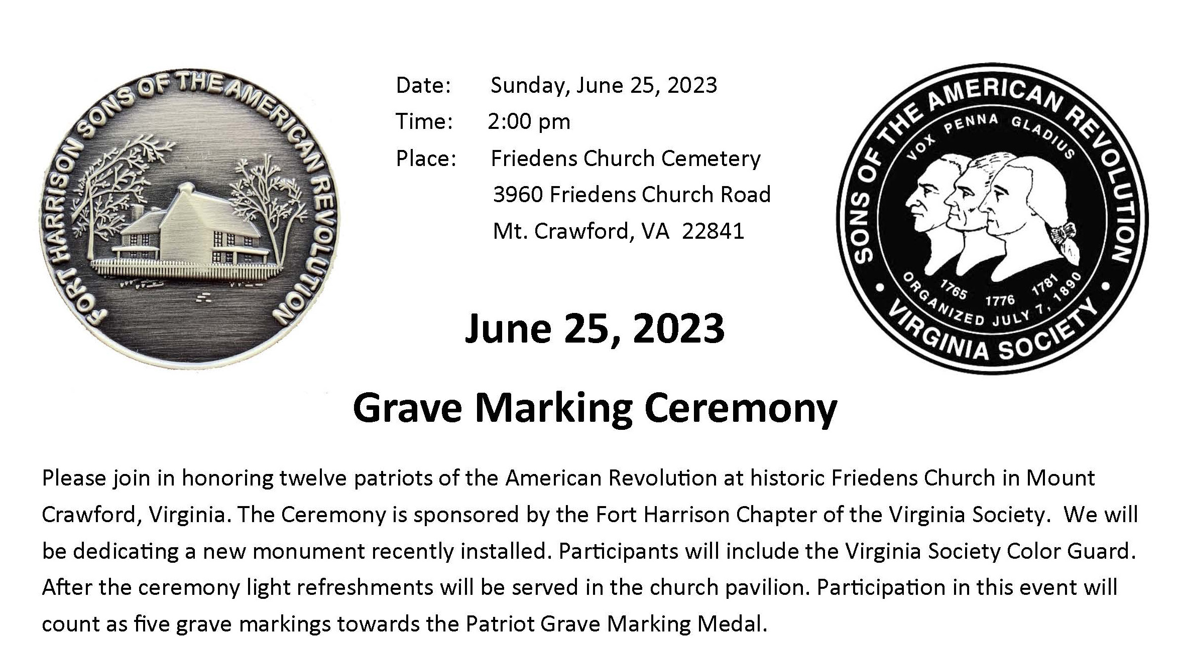 Fort Harrison Grave Marking Ceremony