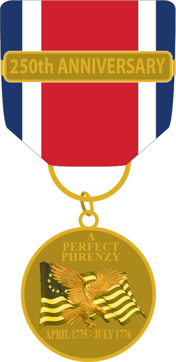 Draft graphical image of Road to Virginia's Independence Medal with blue, white and red ribbon