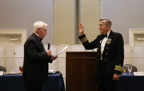 Mike Weyler is sworn in as Virginia SAR President by National SAR President General Addington